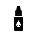 Silhouette Droplet packaging. Outline icon of liquid medication to moisturize, eye or nasal drops. Black illustration of bottle