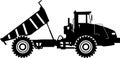 Silhouette of Dump Truck Icon in Flat Style. Vector Illustration