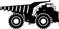 Silhouette of Dump Truck Icon in Flat Style. Vector Illustration