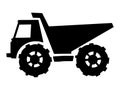 Silhouette of dump truck