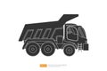 Silhouette dump truck tipper vector illustration on white background. Isolated heavy industrial machinery equipment vehicle. flat Royalty Free Stock Photo