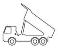 Silhouette of a dump truck on white background.