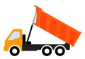 Silhouette of a dump truck on white background.