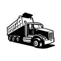 Monochrome dump truck  tipper truck  mover truck vector image isolated Royalty Free Stock Photo