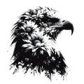 A silhouette of a eagle with double exposure of flowers in silhoutte. Royalty Free Stock Photo