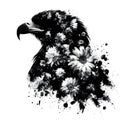 A silhouette of a eagle with double exposure of flowers in silhoutte. Royalty Free Stock Photo