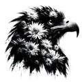 A silhouette of a eagle with double exposure of flowers in silhoutte. Royalty Free Stock Photo