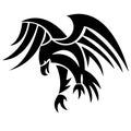 Silhouette eagle falcon hawk painted black, painted in curved lines. Logo bird eagle falcon hawk Royalty Free Stock Photo