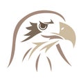 Silhouette eagle falcon hawk painted brown, painted in curved lines. Logo bird eagle falcon hawk Royalty Free Stock Photo