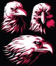 Silhouette Eagle Falcon Head Logo Vector Isolated Mascot Badge on Black and White Style Royalty Free Stock Photo