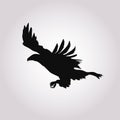 Silhouette of the eagle in flight with wings spread.Vector illustration Royalty Free Stock Photo