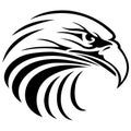 The silhouette of an eagle hawk falcon is painted black, painted in curved lines. Logo bird eagle falcon hawk Royalty Free Stock Photo