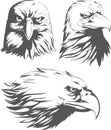 Silhouette Eagle Head Falcon Front Sideview Set Isolated Vector Logo Mascot Badge Royalty Free Stock Photo