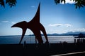 Silhouette of The Eagle, a sculpture in Seattle.