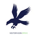 Silhouette of an eagle on a white background. Logo. Side view of an eagle. Vector illustration. Royalty Free Stock Photo