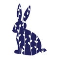 Silhouette of an Easter hare with sprigs of willow