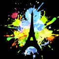 Silhouette of eiffel tower on abstract background