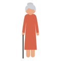 silhouette elderly woman with a cane without face