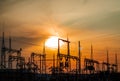 Silhouette of an Electicity power plant at sunset