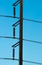 The Silhouette of Electricity post in dark blue sky background Royalty Free Stock Photo