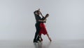 Silhouette Elegant Ballroom Dance Couple on a white background