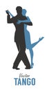 Silhouette of elegant couple dancing tango. Royalty Free Stock Photo