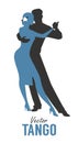 Silhouette of elegant couple dancing tango. Royalty Free Stock Photo