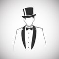 Silhouette of an elegant gentleman in a fashionable suit.