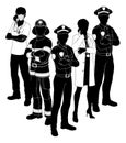 Silhouette Emergency Services Worker Team People Royalty Free Stock Photo