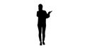 Silhouette Emotional smiling young woman talking on the phone an