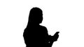 Silhouette Employee texting, sending and reading messages. Royalty Free Stock Photo