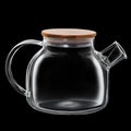 Silhouette of an empty glass teapot on a black background.