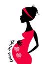 Silhouette of enceinte woman with two hearts in multiple pregnancy Royalty Free Stock Photo