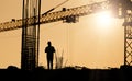 Silhouette of engineer at construction site