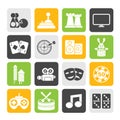Silhouette entertainment objects icons Royalty Free Stock Photo