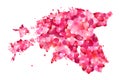 Silhouette of Estonia map of rose petals