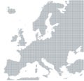 Silhouette of Europe with gray halftone dots