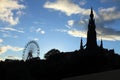 Silhouette of the evening panorama of the city, attractions