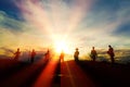 Silhouette in the evening at Rajarhat Park, a new attraction of