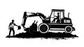 Silhouette of Excavator at Construction Site, vector design Generative AI Royalty Free Stock Photo
