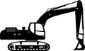 Silhouette of Excavator Icon in Flat Style. Vector Illustration Royalty Free Stock Photo