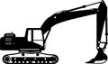 Silhouette of Excavator Icon in Flat Style. Vector Illustration Royalty Free Stock Photo