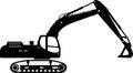 Silhouette of Excavator Icon in Flat Style. Vector Illustration Royalty Free Stock Photo