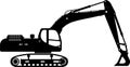 Silhouette of Excavator Icon in Flat Style. Vector Illustration Royalty Free Stock Photo