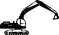 Silhouette of Excavator Icon in Flat Style. Vector Illustration Royalty Free Stock Photo