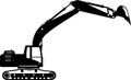 Silhouette of Excavator Icon in Flat Style. Vector Illustration Royalty Free Stock Photo