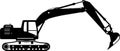 Silhouette of Excavator Icon in Flat Style. Vector Illustration Royalty Free Stock Photo