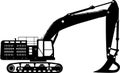 Silhouette of Excavator Icon in Flat Style. Vector Illustration Royalty Free Stock Photo