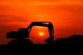 Silhouette of excavator machine Royalty Free Stock Photo