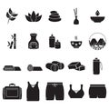 Silhouette of exercise and zen icon set. Vector illustration decorative background design Royalty Free Stock Photo